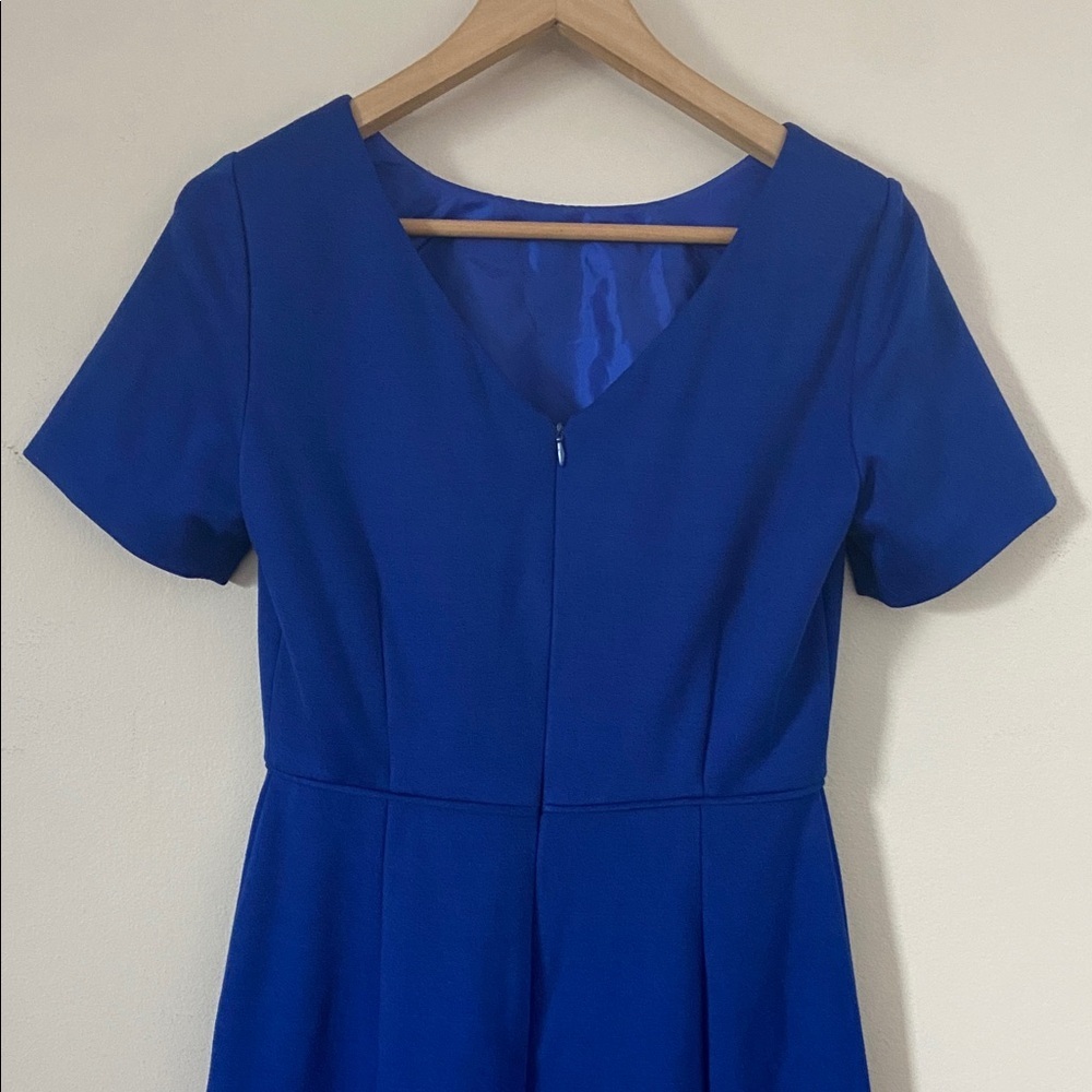 Tahari Royal Blue Midi Sheath Dress – Pleated Waist Size - Picture 6 of 8